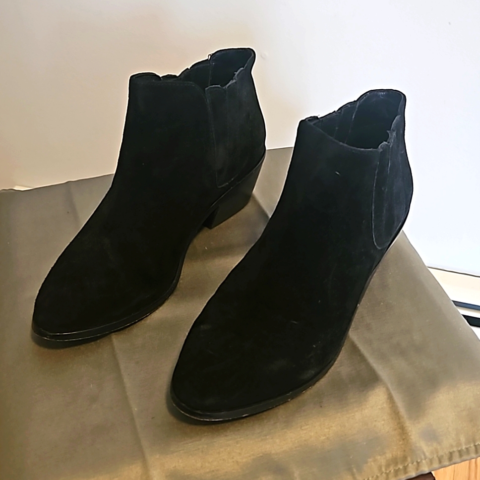Joie Women's Suede Half Boot Black Size 38(7.5 Us) With Box And Bag